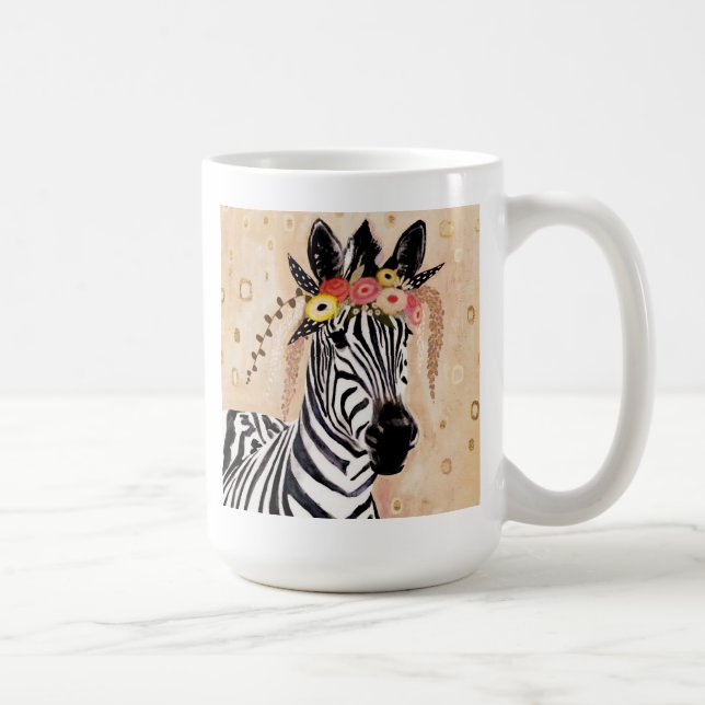 Klimt Zebra | Crown Of Flowers Coffee Mug (Right)