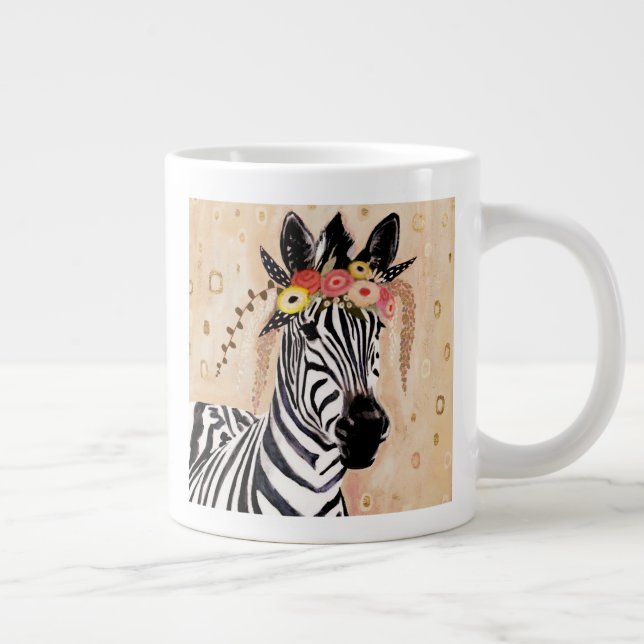 Klimt Zebra | Crown Of Flowers Large Coffee Mug (Right)