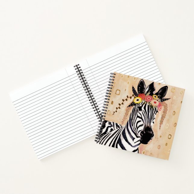 Klimt Zebra | Crown Of Flowers Notebook (Inside)