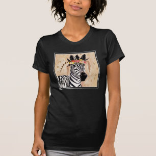 Klimt Zebra Crown Of Flowers T-Shirt
