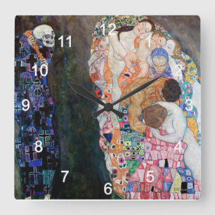 Klimt's "Death and Life" wall clock,No.01 Square Wall Clock