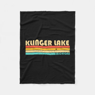 Klinger lake michigan funny fishing camping summer fleece blanket