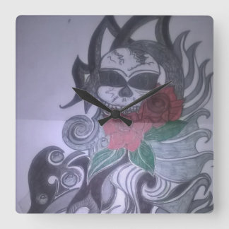 klok met print van tattoo ontwerp btje square wall clock