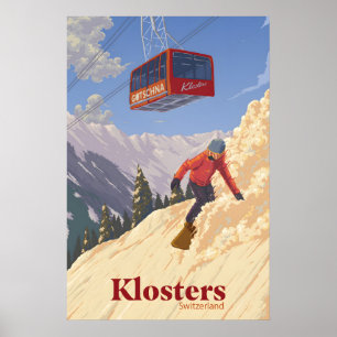 Klosters Suisse Affiche de voyage pour le snowboar