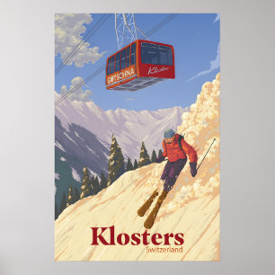 Klosters Switzerland Ski Resort Travel Poster