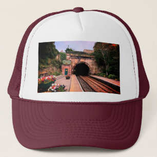 Knaresborough train tunnel trucker hat