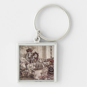 Knave before the King and Queen of Hearts Keychain