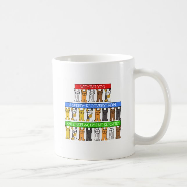 Knee Replacement Surgery Recovery Cute Cats. Coffee Mug (Right)