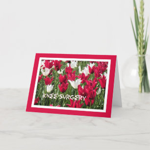 Knee Surgery Card, Red White Tulips Card