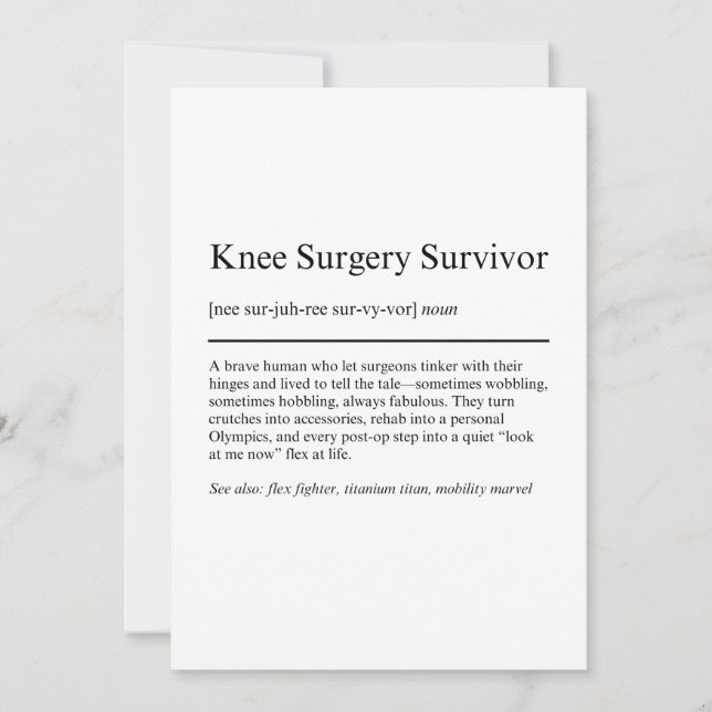 Knee Surgery Funny Gift Card  (Front)