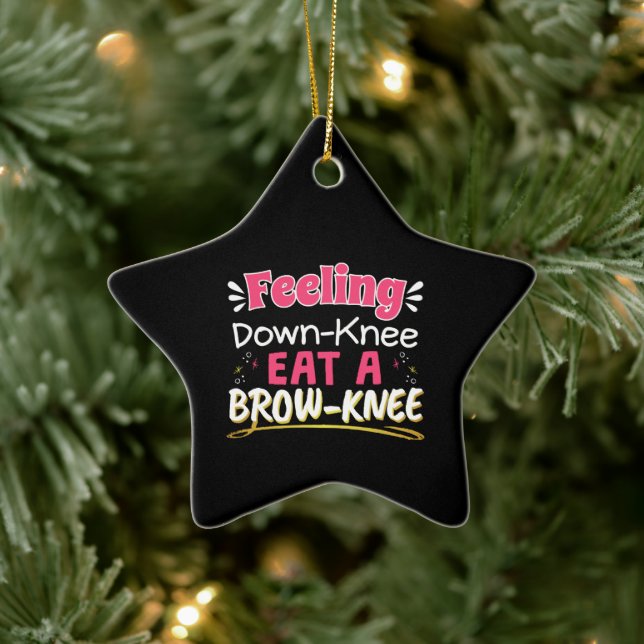 Knee Surgery Positivity Pun - Cute Brownie Ceramic Ornament (Tree)