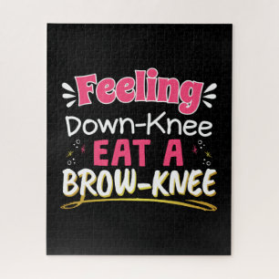 Knee Surgery Positivity Pun - Cute Brownie Jigsaw Puzzle