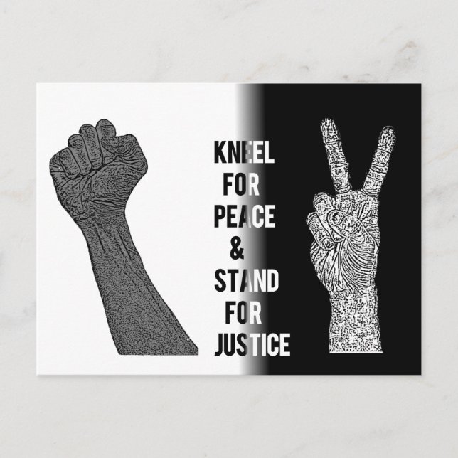 Kneel for Peace and Stand for Justice Postcard (Front)