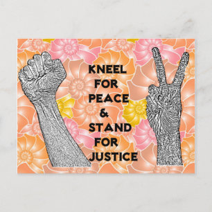 Kneel for peace and stand for justice postcard