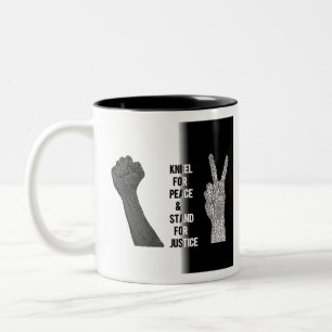 Kneel for Peace and Stand for Justice Two-Tone Coffee Mug