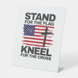 Kneel for the Cross Pedestal Sign
