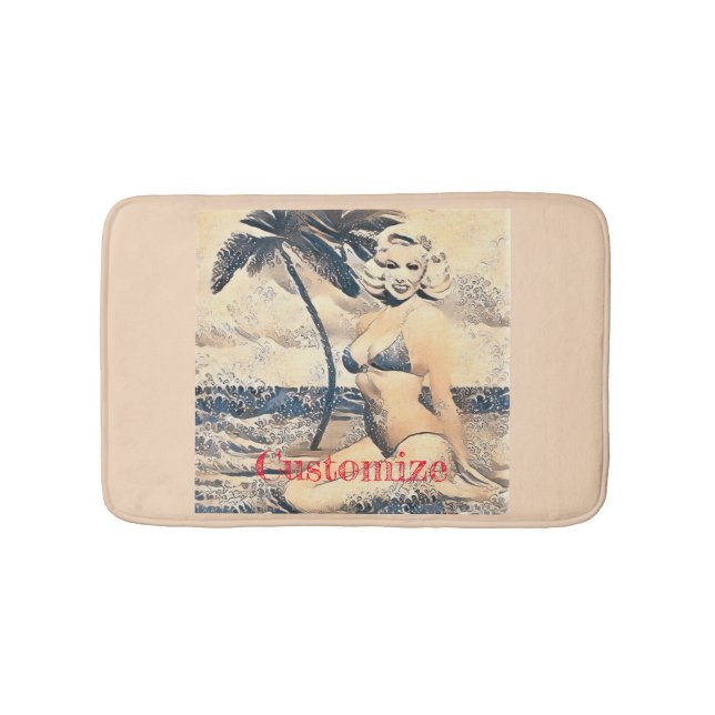 Kneeling Blonde Bikini Model Thunder_Cove Bath Mat (Front)