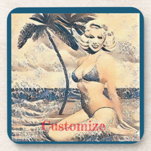 Kneeling Blonde Bikini Model Thunder_Cove Coaster