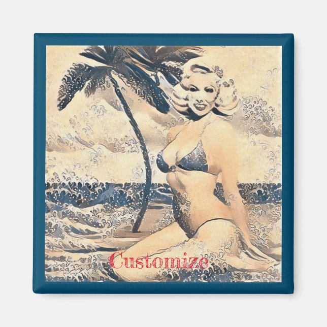 Kneeling Blonde Bikini Model Thunder_Cove Magnet (Front)