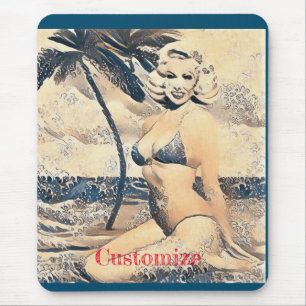 Kneeling Blonde Bikini Model Thunder_Cove Mouse Pad