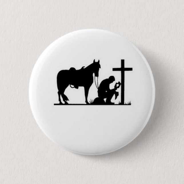 Kneeling Cowboy 2 Inch Round Button (Front)