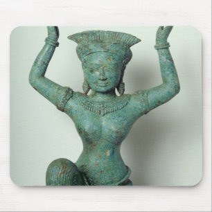 Kneeling feminine figure  used to support a mouse pad