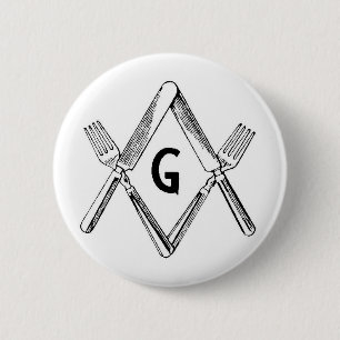 Knife and Fork Degree 2 Inch Round Button