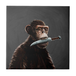 Knife Fighting Monkey Tile