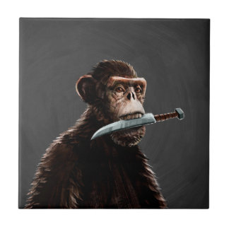 Knife Fighting Monkey Tile