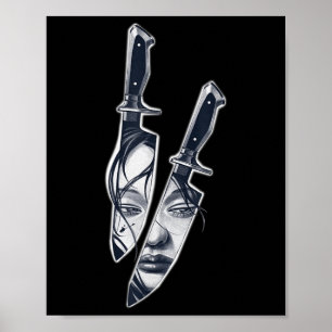 Knife Girl Tattoo  Poster