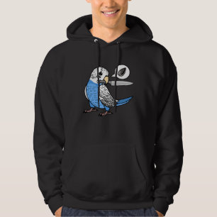Knife Parrot Wants Seeds I Blue Budgie Budgerigar Hoodie