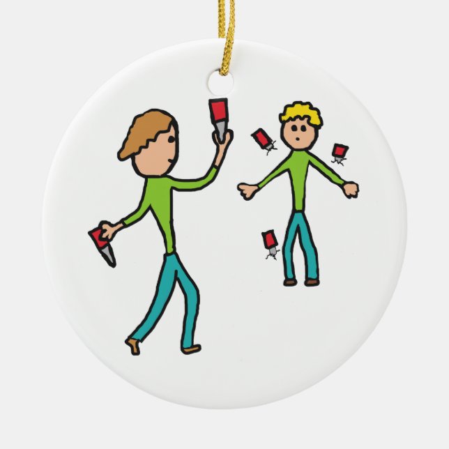 Knife Throwing Ceramic Ornament (Front)