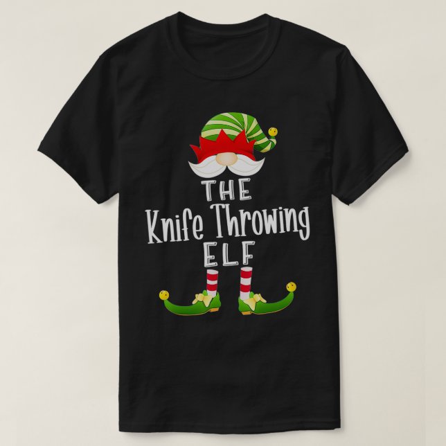 Knife Throwing Elf Group Christmas Funny Pajama Pa T-Shirt (Design Front)