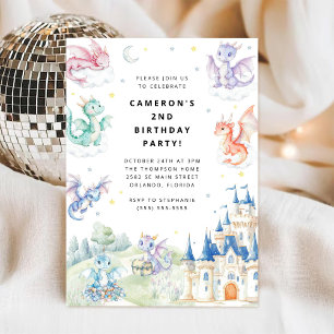 Knight and Dragon Royal Medieval Boy Birthday Invitation