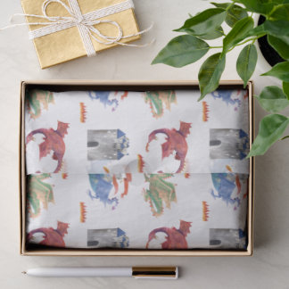 Knight and Dragon Tissue Wrapping Paper