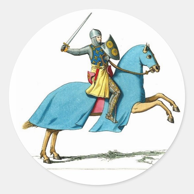knight and horse classic round sticker (Front)