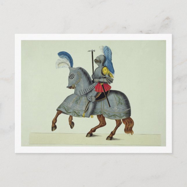 Knight and horse in armour, plate from 'A History Postcard (Front)