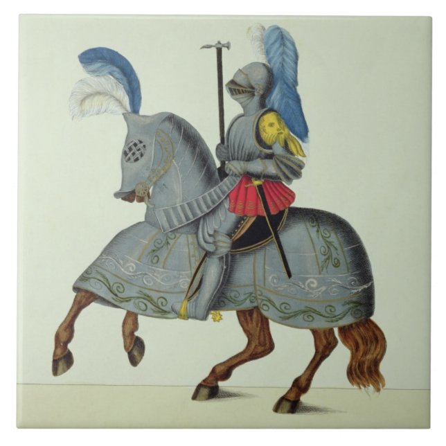 Knight and horse in armour, plate from 'A History Tile (Front)