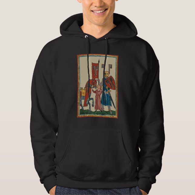 Knight and Squire, 14th Century Medieval Art Hoodie (Front)