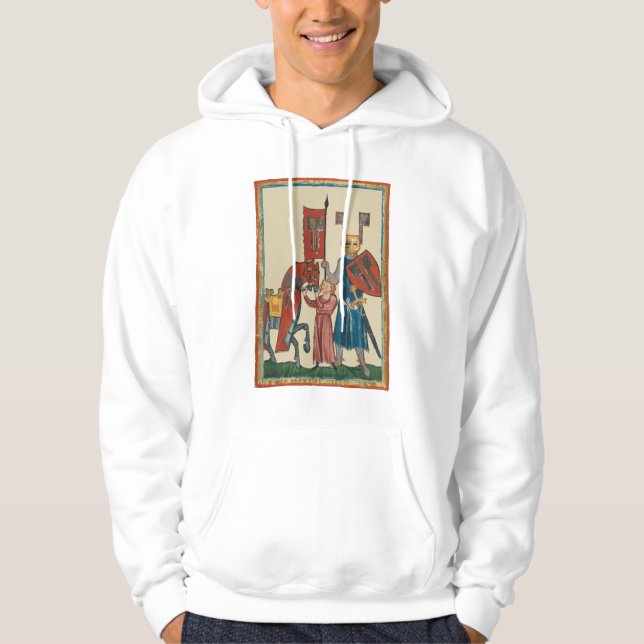 Knight and Squire, 14th Century Medieval Art Hoodie (Front)