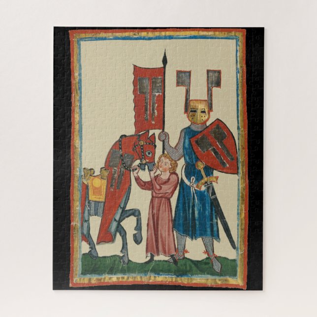 Knight and Squire, 14th Century Medieval Art Jigsaw Puzzle (Vertical)