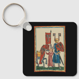 Knight and Squire, 14th Century Medieval Art Keychain