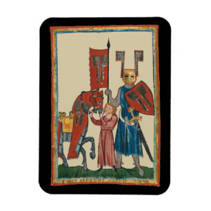 Knight and Squire, 14th Century Medieval Art Magnet
