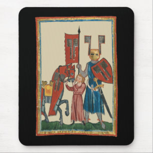 Knight and Squire, 14th Century Medieval Art Mouse Pad