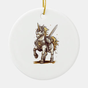 Knight Armour Unicorn (1) Ceramic Ornament