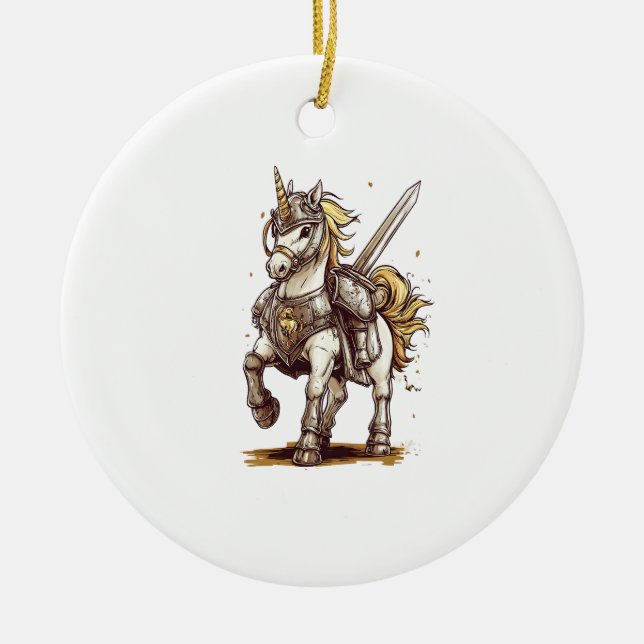 Knight Armour Unicorn (1) Ceramic Ornament (Front)