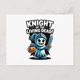 Knight Boo – Spooky Cute Halloween Ghost Sword Holiday Postcard