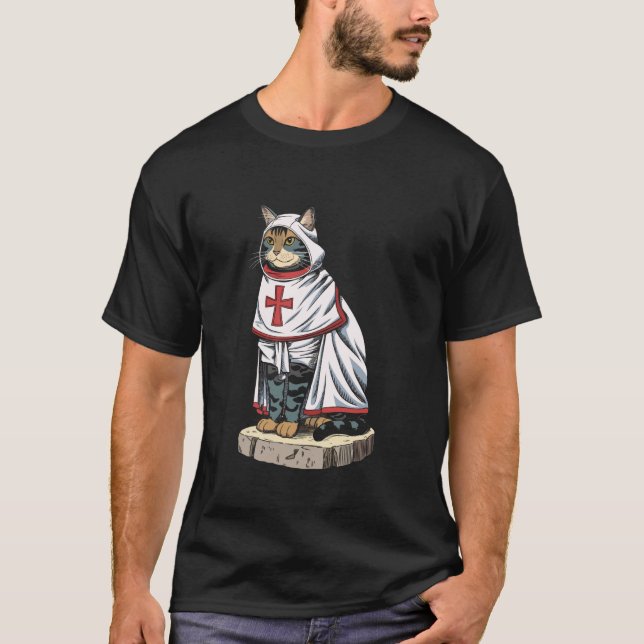 Knight Cat Fantasy Warrior Art T-Shirt (Front)