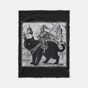 Knight Cat Rider Vintage 90s Medieval Knight Ridin Fleece Blanket