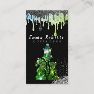 Knight Chess Piece - Faux Silver Foil  Business Ca Business Card